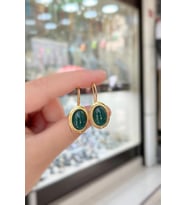 Gümüş yeşil taşlı küpe is032e69 (Sarı)