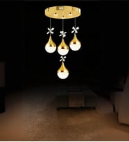 Lidya 4'lü Sarkıt Avize  Led Avize Kelebek Taşlı (Gold)