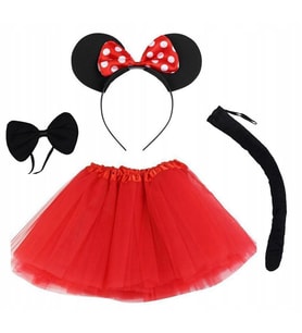 Minnie Mouse Kostüm Seti Etek Taç Kuyruk Papyon Gösteri Seti
