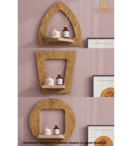 Ahşap Dekoratif Duvar Rafı 3 Lü Set ( Mts-176 ) (Kahverengi Açık)