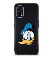 Realme 7 Pro Soft Premier Kapak Donald Duck-B Tasarımlı Silikon Kılıf - Siyah (Şeffaf)