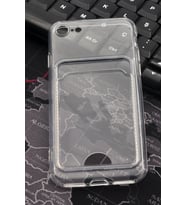iPhone 7 / 8 Uyumlu Kredi Kartlıklı Şeffaf Kılıf Kamera Korumalı (Renksiz)