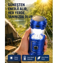 Şarj Edilebilir Güneş Enerjili Kızaklı Kamp Feneri – USB Çıkışlı, Katlanabilir, Dayanıklı ve Çok Fonksiyonlu