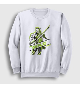 Presmono Unisex Beyaz Genji Oyun Overwatch Sweatshirt 358521tt