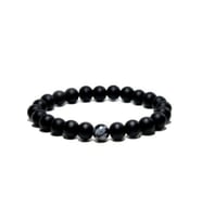 Unisex Siyah Mat Oniks Obsidyen Bileklik