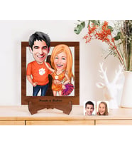 BK Gift Kişiye Özel Sevgililer Karikatürlü Ahşap Standlı 3D Biblo-54 (Beyaz)