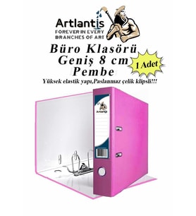 Büro Klasörü Pembe Geniş 1 Adet Plastik Geniş Pembe Klasör Halkalı Paslanmaz Çelik Klipsli 1 Adet