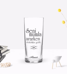 BK Gift Kişiye Özel Renkli Baskılı Mumla Ararken Tasarımlı Rakı Bardağı-1 (Beyaz)