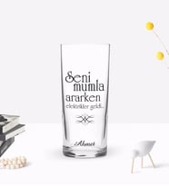 BK Gift Kişiye Özel Renkli Baskılı Mumla Ararken Tasarımlı Rakı Bardağı-1 (Beyaz)