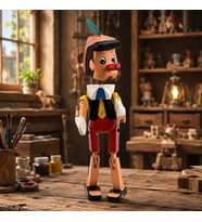 Ahşap İpli Pinokyo Kukla El Yapımı Dekoratif Hareketli Marionette Koleksiyonluk Hediyelik Oyuncak 50 cm