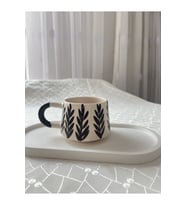 Siyah Yaprak Desenli Kupa Bardak Çay Kahve Fincanı