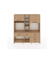 Hyperion Dolap 11 Raflı 6 Çekmeceli 4 Kapaklı 220x44x243 Çam-Çam/Çam