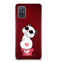Samsung Galaxy A71 Soft Premier Kapak Coolcat Tasarımlı Silikon Kılıf - Mürdüm (Şeffaf)