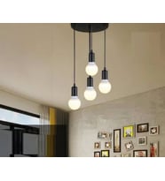RİOLİGHT SİYAH DÖRTLÜ METAL AVİZE ÇAP:30 CM