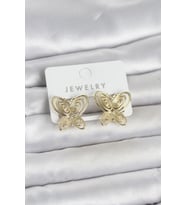 Füsun Küpesi Model Gold Renk Kelebek Model Pirinç Kadın Küpe 5886