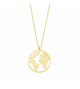 Altın Dünya Kolye 14K Gold (Çok Renkli)