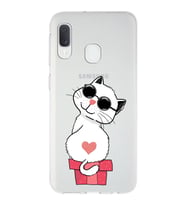 Samsung Galaxy A20e  Uyumlu Kapak Cool Cat Tasarımlı Şeffaf Silikon Kılıf