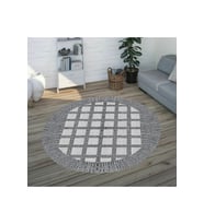 Eliana Home Baskılı, Yıkanabilir Kaymaz Taban Yuvarlak Halı LNA7319-SD1027 120x120 cm (Gri)