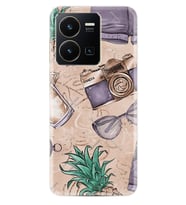 Vivo Y35 Kılıf Resimli Desenli Baskılı Silikon Ananas Camera Glass 1357