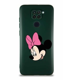 Xiaomi Redmi Note 9 Soft Premier Kapak Minnie Mouse-B Tasarımlı Silikon Kılıf - Yeşil (Şeffaf)
