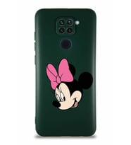 Xiaomi Redmi Note 9 Soft Premier Kapak Minnie Mouse-B Tasarımlı Silikon Kılıf - Yeşil (Şeffaf)