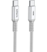 Kablosu 20V5A, Type C'den Type C'ye, 100W, Çift Kat Örgülü (Gümüş, 1 metre)