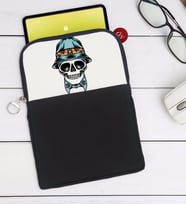 BK Gift Kurukafa Tasarımlı Taşınabilir Koruyucu Tablet Kılıfı & Organizer Çanta - Siyah-7