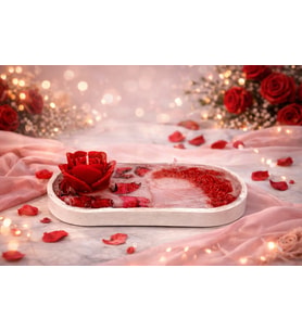 ROSE BREEZE-romantik el yapımı mum (Kırmızı-Beyaz)
