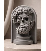 Antik Renklerde Zeus Anatomisi Sürreal Mitolojik Büst Dekoratif Taş Döküm Heykel 25 CM