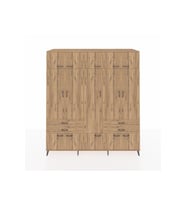 Kronos Dolap 11 Raflı 4 Çekmeceli 2 Askılı 220x59x243 Çam-Çam/Çam
