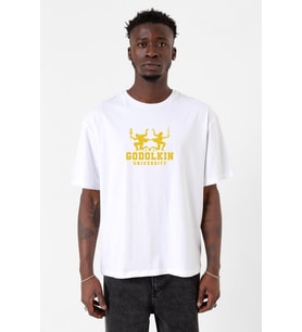 Gen V Godolkin University Logo Beyaz Erkek Oversize Tshirt