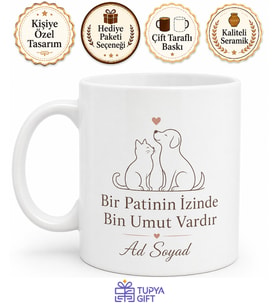 İsme Özel Sokak Hayvanları Dostu Yazılı Kupa Bardak Hediye Porselen Mug