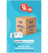 Pratik Yüzey Temizlik Havlusu Beyaz Sirkeli Sabun Kokulu 12X100 (TOPLAM 1200 Yp