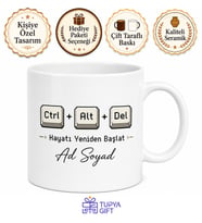 Ctrl Alt Del Yazılı Komik Baskılı Kupa Bardak Yazılımcı Hediye Porselen Mug