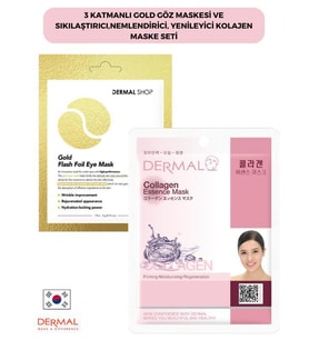 Dermal 3 Katmanlı Gold Göz Maskesi ve Sıkılaştırıcı Nemlendirici Yenileyici Kolajen Maskesi Seti 