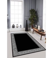 Siyah Çerçeveli Kaymaz Taban Makinede Yıkanabilir Halı RV037 - 100 x 160 cm