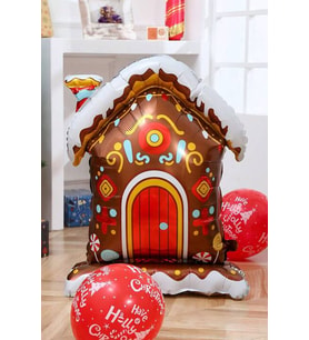 Ayaklı Çikolata Evi Folyo Balon Yılbaşı Balonu 100cm