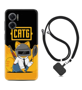 Xiaomi Redmi Note 11E Kılıf Silikon Boyun Askılı İpli Desenli Silikon Cat G 1677