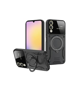 Samsung Galaxy S25 Edge Kılıf Joy Lens Standlı Kapak - Siyah