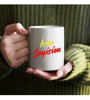 Kişiye Özel Sarı Kırmızı İsim Yazılı Bardak - İsimli Bardak