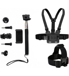 Aksiyon Kamera ve Telefon Tutucu Göğüs Askısı, Kafa Askısı, Selfie Çubuğu, 9 Parça, Gezi Seyahat ve Sürüşlerde Kullanmak için Insta360 X3, X2, X4, X5, ONE RS, GO 3, Evo ile Uyumlu KGB9