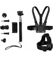 Aksiyon Kamera ve Telefon Tutucu Göğüs Askısı, Kafa Askısı, Selfie Çubuğu, 9 Parça, Gezi Seyahat ve Sürüşlerde Kullanmak için Insta360 X3, X2, X4, X5, ONE RS, GO 3, Evo ile Uyumlu KGB9