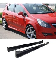 Opel Corsa D OPC Yan Marşpiyel Seti Plastik 2 Adet Mat Siyah 2006 - 2014 karlık+ek+bodykit