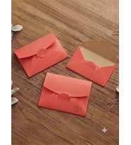Premium Kırmızı Zarf ve Kraft Not Kartı Seti 50’li 50 Adet Mini Zarf + 50 Adet 5x9 cm Not Kartı