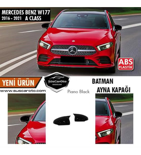 Mercedes A Class W177 2018-2021 Batman Yarasa Ayna Kapağı Piano Black ABS Plastik