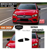 Mercedes A Class W177 2018-2021 Batman Yarasa Ayna Kapağı Piano Black ABS Plastik