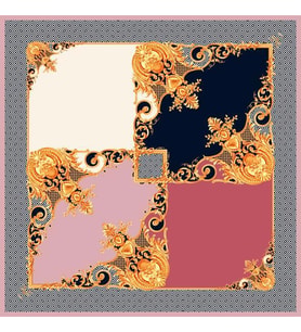 Geometrik Desen Black Seri Twill Eşarp Eşarp Askısı ile Birlikte 90x90 cm Pembe 