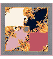 Geometrik Desen Black Seri Twill Eşarp Eşarp Askısı ile Birlikte 90x90 cm Pembe 