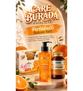 Portakallı Bakım Seti (Peeling Jel & Kabak Lifli Portakallı Sabun & C Vitamini Kapsül)