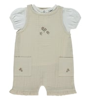 Civil Baby Cepli Çiçek Nakış 6-18 Ay Patiksiz Tulum - Bej